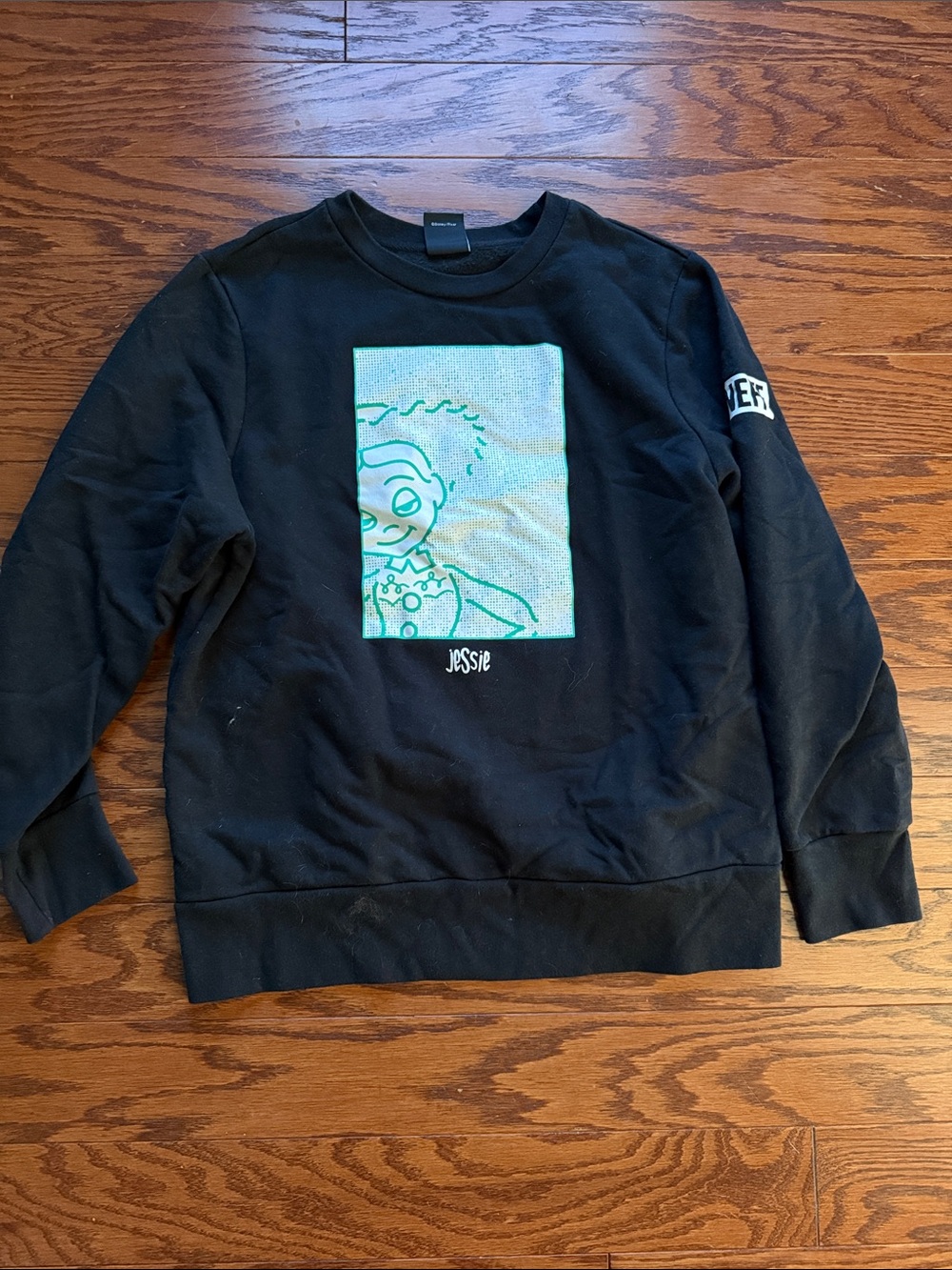 RUNS SMALL! Neff Black Crewneck Sweatshirt with Teal Jessie Graphic